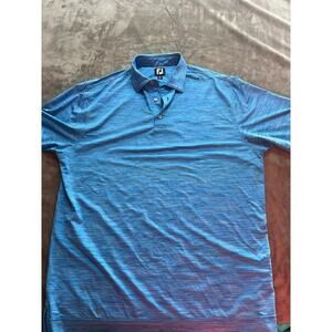 FJ FOOTJOY Mens LARGE Relaxed Fit Blue Performance Golf Polo‎ Shirt